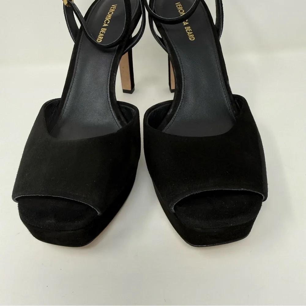 New Veronica Beard Brianne Sandals Black Suede Sz 8.5